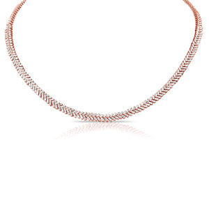 14k Gold Diamond Herringbone Necklace