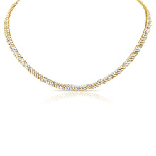 Load image into Gallery viewer, 14k Gold Diamond Herringbone Necklace