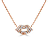 14K Gold & Diamond Lips Necklace - 0.18ct