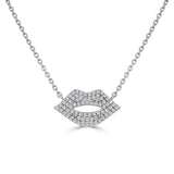 14K Gold & Diamond Lips Necklace - 0.18ct