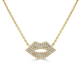 14K Gold & Diamond Lips Necklace - 0.18ct