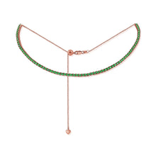 Load image into Gallery viewer, 14k Gold &amp; Green Emerald Choker Tennis Necklace