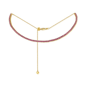 14k Gold & Pink Sapphire Choker Necklace