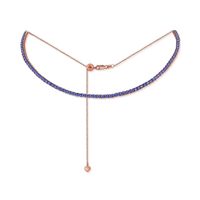 14K Gold & Blue Sapphire Choker Tennis Necklace