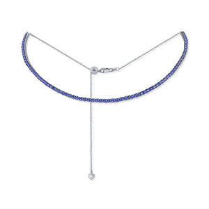 14K Gold & Blue Sapphire Choker Tennis Necklace