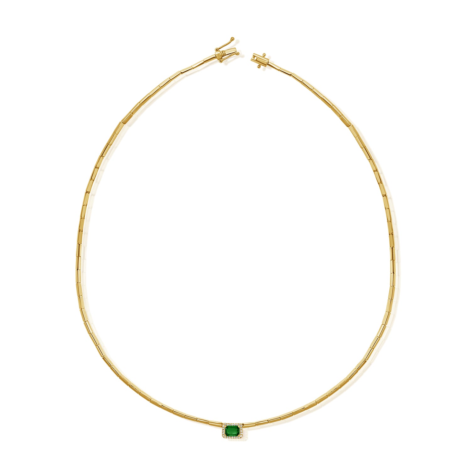 14K Gold Emerald & Diamond Necklace