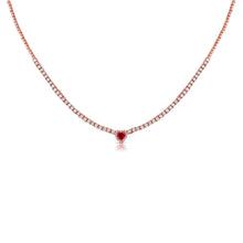 Load image into Gallery viewer, 14k Gold, Ruby &amp; Diamond Adjustable Heart Necklace