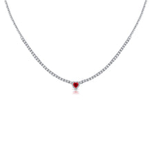 Load image into Gallery viewer, 14k Gold, Ruby &amp; Diamond Adjustable Heart Necklace
