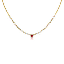 Load image into Gallery viewer, 14k Gold, Ruby &amp; Diamond Adjustable Heart Necklace