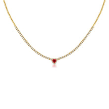Load image into Gallery viewer, 14k Gold, Ruby &amp; Diamond Adjustable Heart Necklace