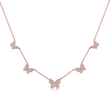 Load image into Gallery viewer, 14k Gold &amp; Diamond Station Butterfly Necklace