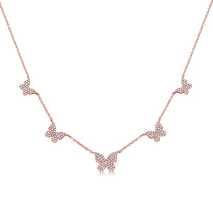 14k Gold & Diamond Station Butterfly Necklace
