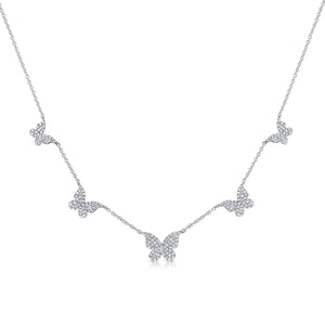 14k Gold & Diamond Station Butterfly Necklace