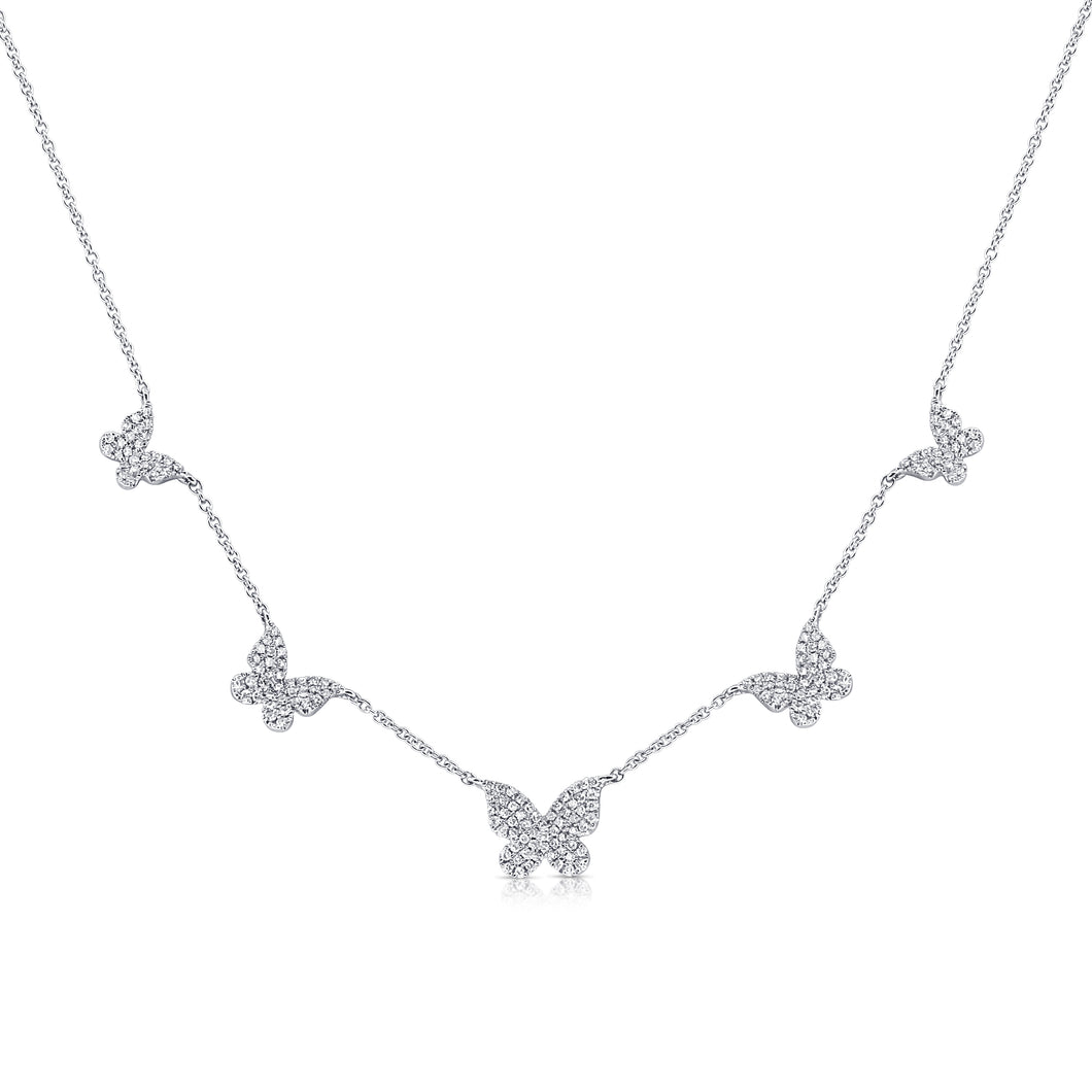 14k Gold & Diamond Station Butterfly Necklace