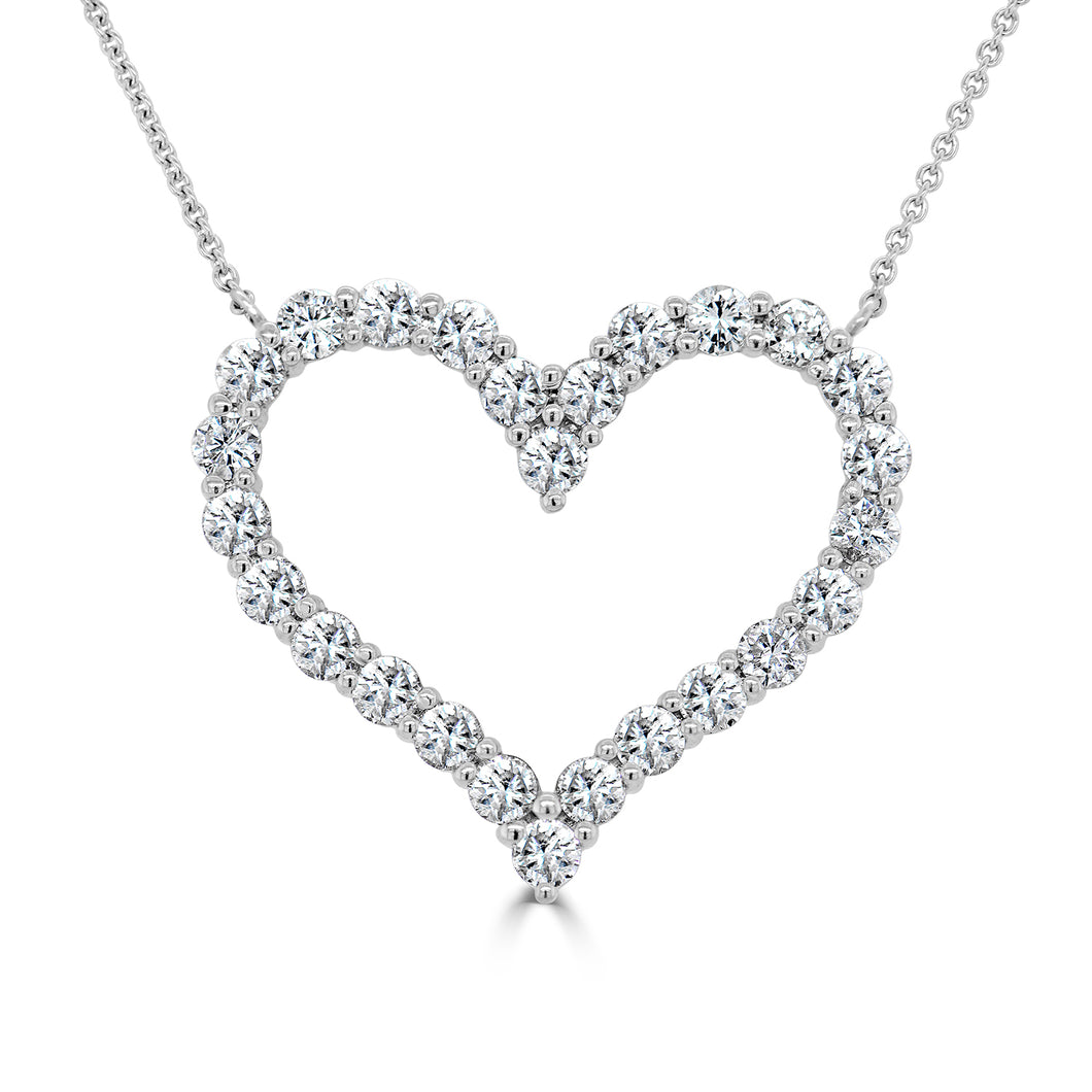 14k Gold & Diamond Open Heart Necklace