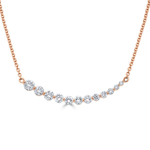 14k Gold & Diamond Curved Bar Necklace