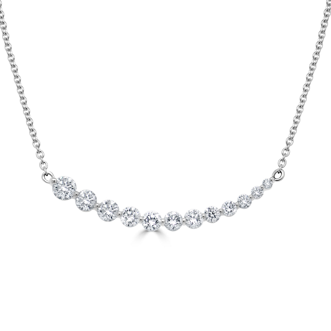 14k Gold & Diamond Curved Bar Necklace