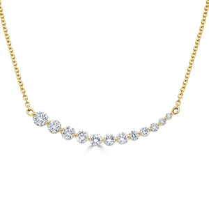 14k Gold & Diamond Curved Bar Necklace