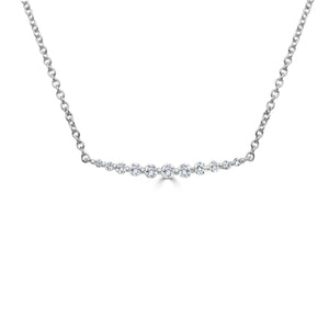 14k Gold & Diamond Curved Bar Necklace