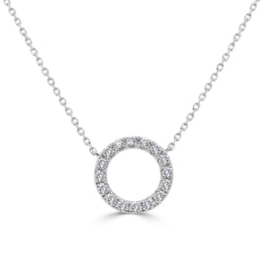 14k Gold & Diamond Open Circle Necklace
