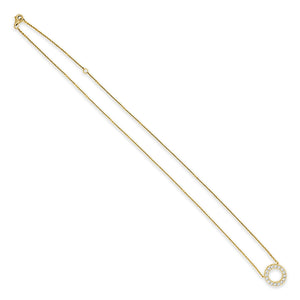 14k Gold & Diamond Open Circle Necklace