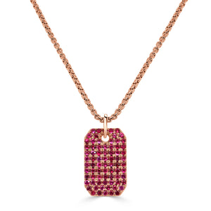 14K Gold & Ruby Dog Tag Necklace