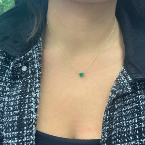 14k Gold & Green Emerald Necklace