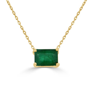 14k Gold & Green Emerald Necklace