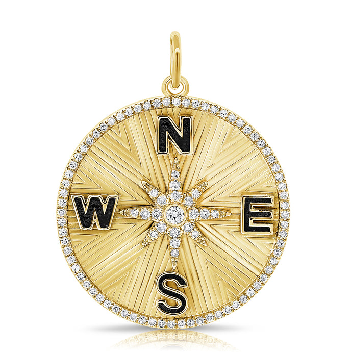 14k Gold & Diamond Compass Charm