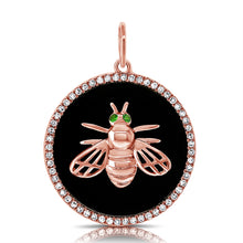 Load image into Gallery viewer, 14k Gold Black Agate &amp; Diamond Dragon Fly Disc Charm