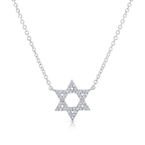 14k Gold & Diamond Star of David Pendant