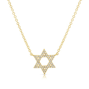 14k Gold & Diamond Star of David Pendant