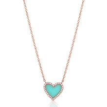 Load image into Gallery viewer, 14k Gold, Turquoise &amp; Diamond Heart Necklace