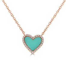 Load image into Gallery viewer, 14k Gold, Turquoise &amp; Diamond Heart Necklace