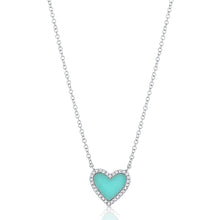 Load image into Gallery viewer, 14k Gold, Turquoise &amp; Diamond Heart Necklace
