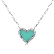 Load image into Gallery viewer, 14k Gold, Turquoise &amp; Diamond Heart Necklace