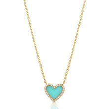 Load image into Gallery viewer, 14k Gold, Turquoise &amp; Diamond Heart Necklace