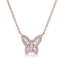 Load image into Gallery viewer, 14k Gold &amp; Baguette Diamond Butterfly Necklace