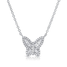 Load image into Gallery viewer, 14k Gold &amp; Baguette Diamond Butterfly Necklace