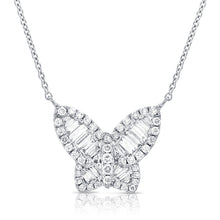 Load image into Gallery viewer, 14k Gold &amp; Baguette Diamond Butterfly Necklace