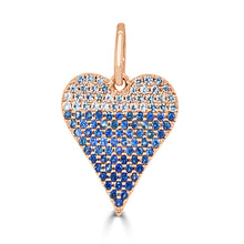 Load image into Gallery viewer, 14k Gold &amp; Blue Sapphire Ombre Heart Charm