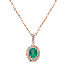 Load image into Gallery viewer, 14K Gold, Emerald &amp; Diamond Pendant