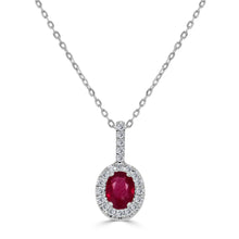 Load image into Gallery viewer, 14K Gold, Ruby &amp; Diamond Oval Pendant