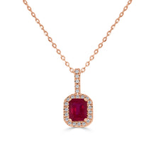Load image into Gallery viewer, 14K Gold, Diamond &amp; Ruby Octagon Pendant