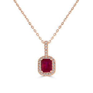 14K Gold, Diamond & Ruby Octagon Pendant