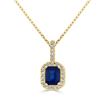 Load image into Gallery viewer, 14K Gold, Diamond &amp; Blue Sapphire Octagon Pendant