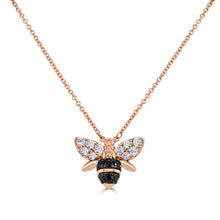 Load image into Gallery viewer, 14k Gold Black &amp; Diamond Bumble Bee Necklace