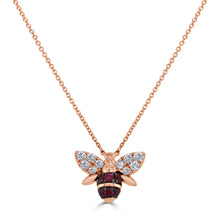 Load image into Gallery viewer, 14k Gold Ruby &amp; Diamond Bumble Bee Necklace