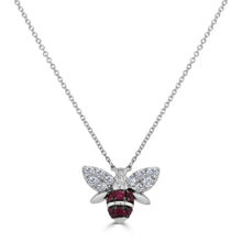 Load image into Gallery viewer, 14k Gold Ruby &amp; Diamond Bumble Bee Necklace