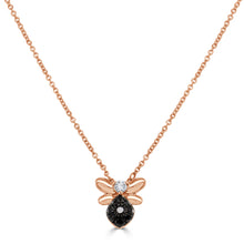 Load image into Gallery viewer, 14k Gold Black &amp; White Bumble Bee Necklace